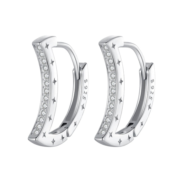 925 Sterling Silver Pave Setting CZ White Gold Plated Earrings for Women