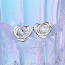 925 Sterling Silver Earrings with Pave Setting CZ and White Gold Plating-2