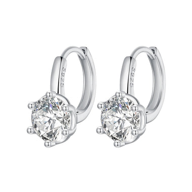 925 Sterling Silver Earrings with CZ and Platinum Plating, Size 13*7mm for Women