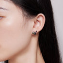 925 Sterling Silver Black Gold Plated Enamel CZ Earrings Size 10*14mm for Women-6