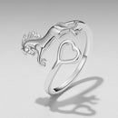 925 Sterling Silver + Plated White Gold Horse Ring-2