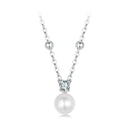925 Sterling Silver Moissanite and Freshwater Pearl Necklace 40+5cm for Women-1