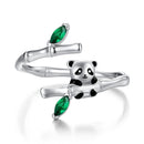 925 Sterling Silver Enamel White Gold Pave Set CZ Ring-1