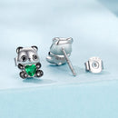 925 Sterling Silver Earrings with Pavé Setting CZ in White and Black Gold-3