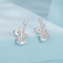 925 Sterling Silver Earrings for Women with White Gold Plating, Size 1.5x0.6cm-2
