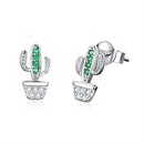 925 Sterling Silver Earrings with CZ - 1.0*0.6cm, Plated Platinum, Pavé Setting for Women-1