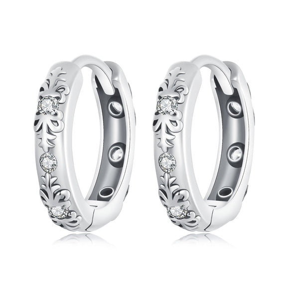 925 Sterling Silver Earrings with Oxidized Finish and Pavé Setting CZ for Women