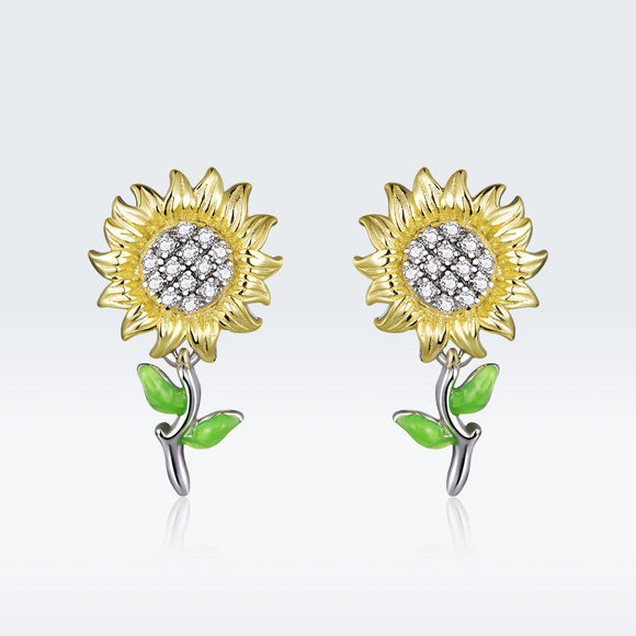 925 Sterling Silver Plated Gold Earrings with Enamel Process