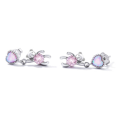 925 Sterling Silver Earrings with Translucent Opal and CZ for Women - 0