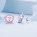 925 Sterling Silver Earrings with Pavé Setting CZ and Transparent Glass for Women-4