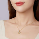 925 Sterling Silver Necklace with Gold Plating, 40+5cm, Featuring Synthetic Pearl & CZ for Women-6