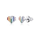 925 Sterling Silver Plated Platinum Earrings 0.5x0.6cm-1