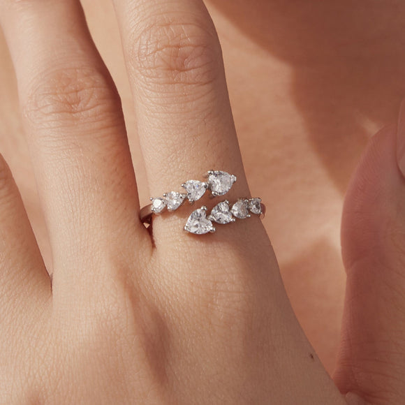 925 Sterling Silver White Gold Plated Pavé Setting Rings for Women