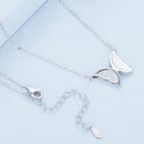 S925 Sterling Silver Plated Nacre & CZ Necklace, 40+5cm for Women-4