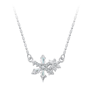 925 Sterling Silver  Necklace with CZ and Glass Pendant for Women