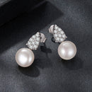 925 Sterling Silver 0.023 Carat Moissanite & Freshwater Pearl Earrings for Women-3