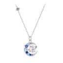 925 Sterling Silver Necklace with Pavé CZ & Transparent Glass Pendant for Women-4