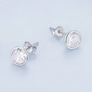 925 Sterling Silver Earrings with Pavé Setting CZ, 7mm, Plated Platinum for Women-4
