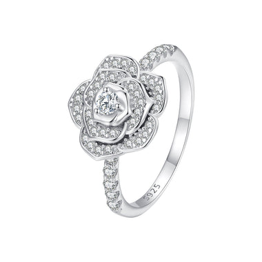925 Sterling Silver Pavé Set CZ Platinum Plated Ring Size 6 for Women - 0