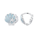 925 Sterling Silver White Gold Plated Enamel Earrings for Women 11x11mm-1