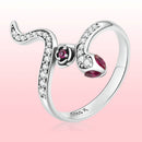 925 Sterling Silver Oxidized Snake Ring with Pavé Setting CZ for Women - Size 7.0-3