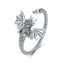 925 Sterling Silver Oxidized Dragon Ring-3