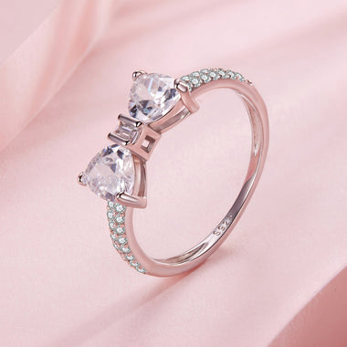 925 Sterling Silver White Gold Plated 1.2cm Pendant Ring Size 6 for Women - 0