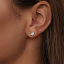 925 Sterling Silver Earrings with Enamel and Pavé Set CZ, 7x10mm, White Gold Plated for Women-7