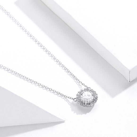 925 Sterling Silver Plated Platinum 49cm Pavé Setting CZ Necklace for Women