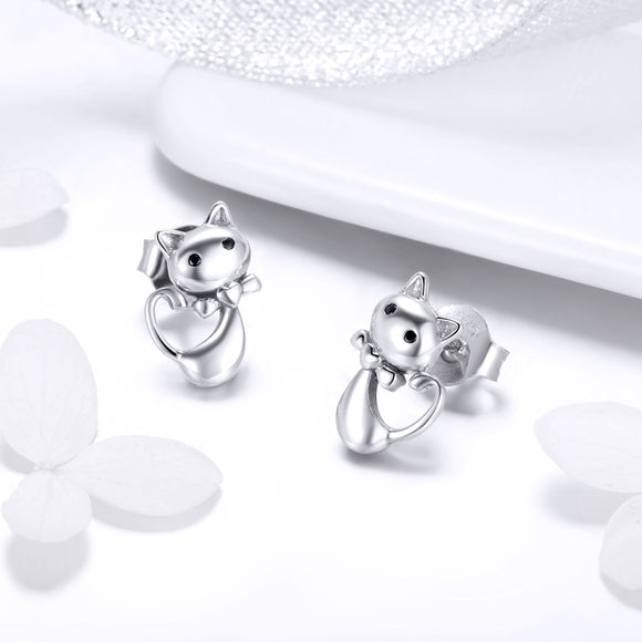 925 Sterling Silver Earrings with Pavé Setting in Oxidized Finish