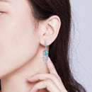 925 Sterling Silver Oxidized Silver Pavé CZ Earrings for Women, Size: 4*1 cm-7
