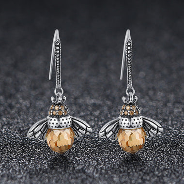 925 Sterling Silver Earrings with Oxidized Finish and Pavé Setting CZ - 0