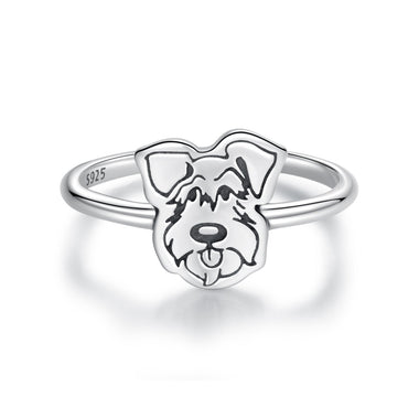 925 Sterling Silver Oxidized Silver Dog Ring for Women