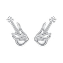 925 Sterling Silver Earrings for Women with White Gold Plating, Size 1.5x0.6cm-1