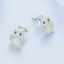 925 Sterling Silver Plated Platinum Luminous Stone Earrings 10*8mm for Women-6