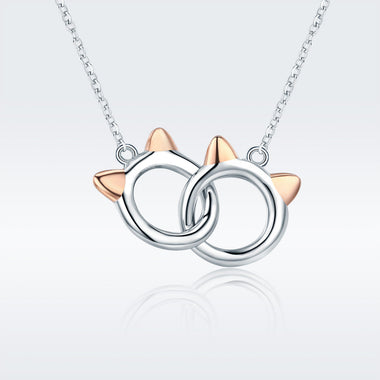 925 Sterling Silver Necklace, Length 38-45cm, Pendant 1.2*1cm, for Women - 0