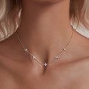 925 Sterling Silver Pave Setting CZ Necklace with White Gold Plating 400mm for Women-6