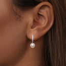 925 Sterling Silver Moissanite 0.15 Carat Earrings with Quality Shell Pearl for Women-6
