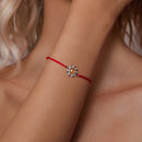 925 Sterling Silver Adjustable Length Bracelet with CZ and Glass Pendant for Women-8