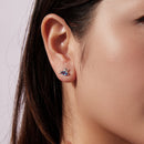 925 Sterling Silver 0.8cm White Gold Plated CZ Earrings for Women-7
