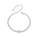 925 Sterling Silver White Gold Plated 8mm CZ Pendant Bracelet for Women-2