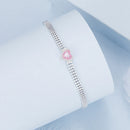 925 Sterling Silver White Gold Plated 8mm CZ Pendant Bracelet for Women-3