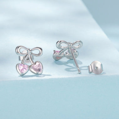 925 Sterling Silver Earrings with Pavé Setting CZ and Transparent Glass for Women - 0