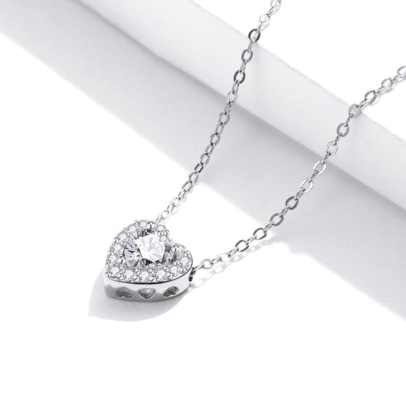 925 Sterling Silver Adjustable Cubic Zirconia Pendant Necklace for Women
