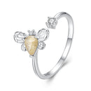 925 Sterling Silver White Gold Plated Jade Ring with CZ for Women-3