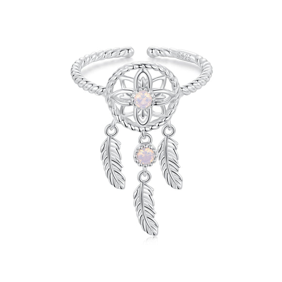 925 Sterling Silver Nano Opal Stone Ring for Women