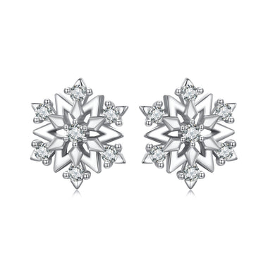 925 Sterling Silver Earrings with Pavé Setting CZ and White Gold Plating