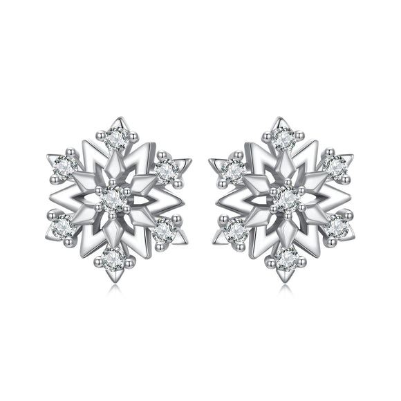 925 Sterling Silver Earrings with Pavé Setting CZ and White Gold Plating