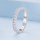 925 Sterling Silver S925 Pavé Setting CZ Ring for Women, Size 6.0, Width 2.6mm-4