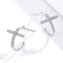 S925 Sterling Silver Earrings with Pavé Set CZ in Platinum Finish-5